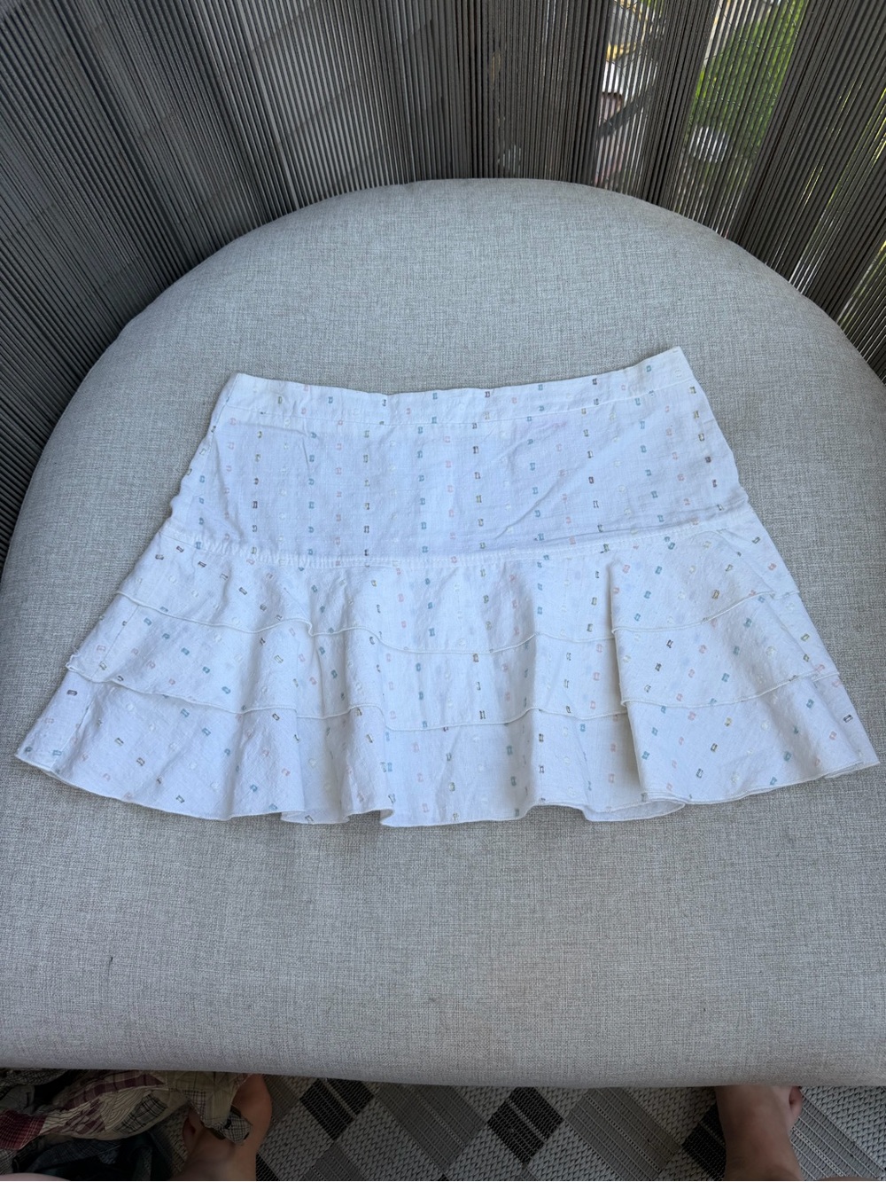 White Tiered Eyelet Mini Skirt - Women's